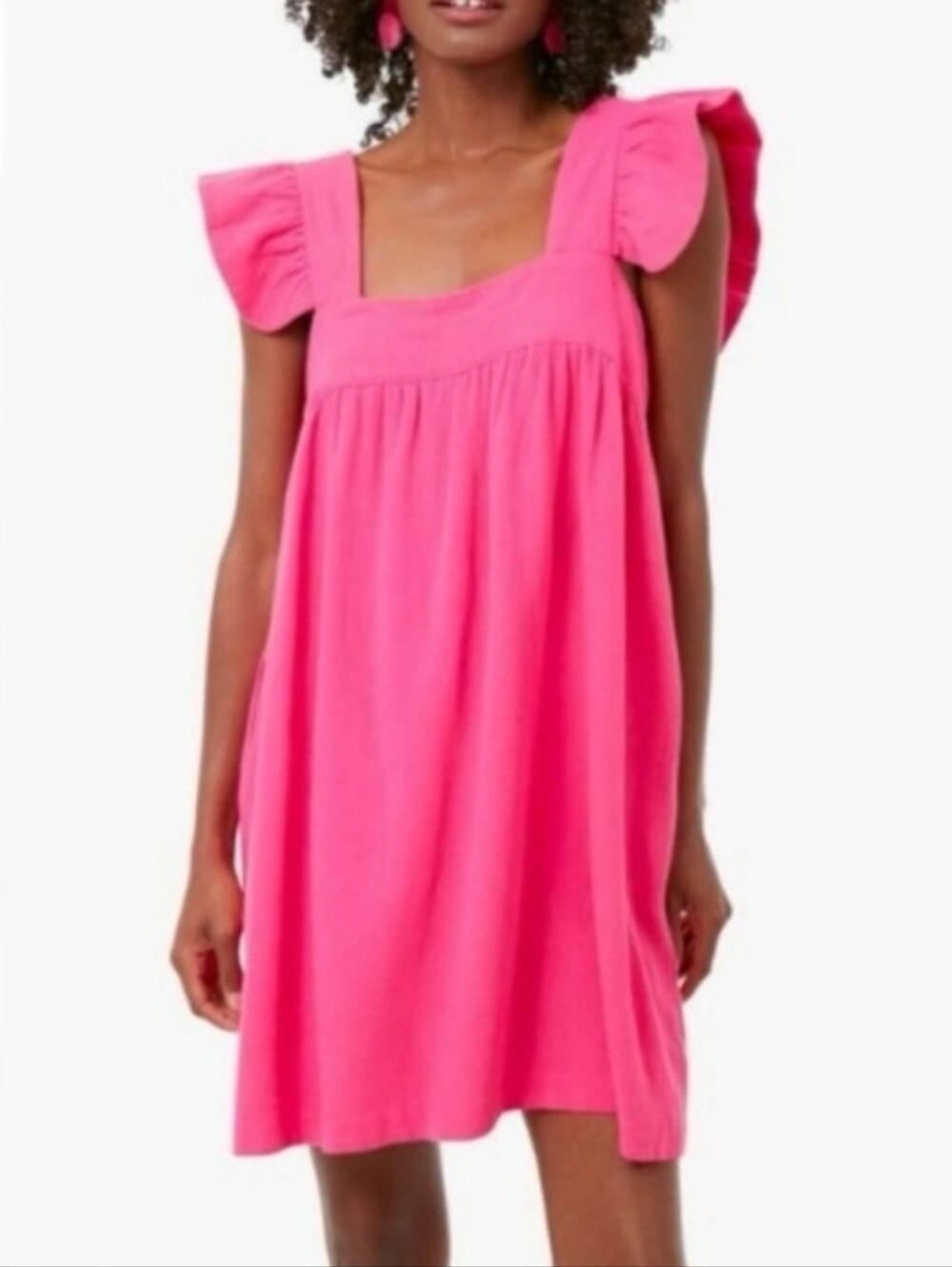 Tuckernuck Pomander Place Hazel Flutter Sleeve Mini Dress Hot Pink Size M